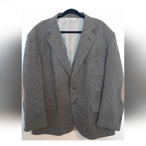 Stafford Mens blazer Wool Tweed Classic Brown Herringbone 3 Buttons Pre-owned